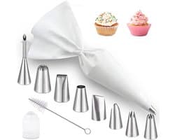 Herbruikbare spuitzakken van katoen, eenvoudig in gebruik en schoon te maken, met diverse roestvrijstalen mondstukken voor het decoreren van cupcakes en koekjes, vaatwasserbestendig en duurzaam
