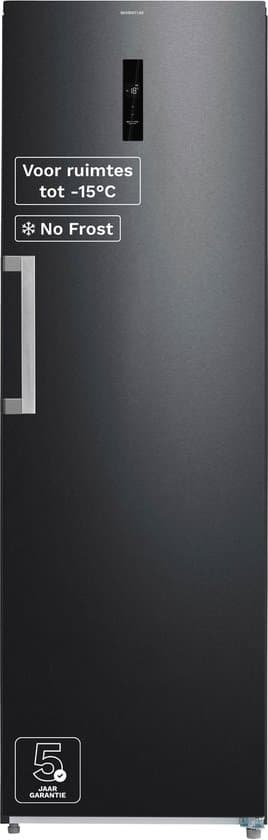 Inventum VR1850B No Frost kastmodel vriezer energiezuinig - 272 liter - 185 cm hoog - Supervriezen - Superkoelen - Energielabel C - Ledverlichting - Geschikt voor garage tot -15°C - Diepvrieskast - Vrijstaand - 8 lades/vakken - Zwart RVS